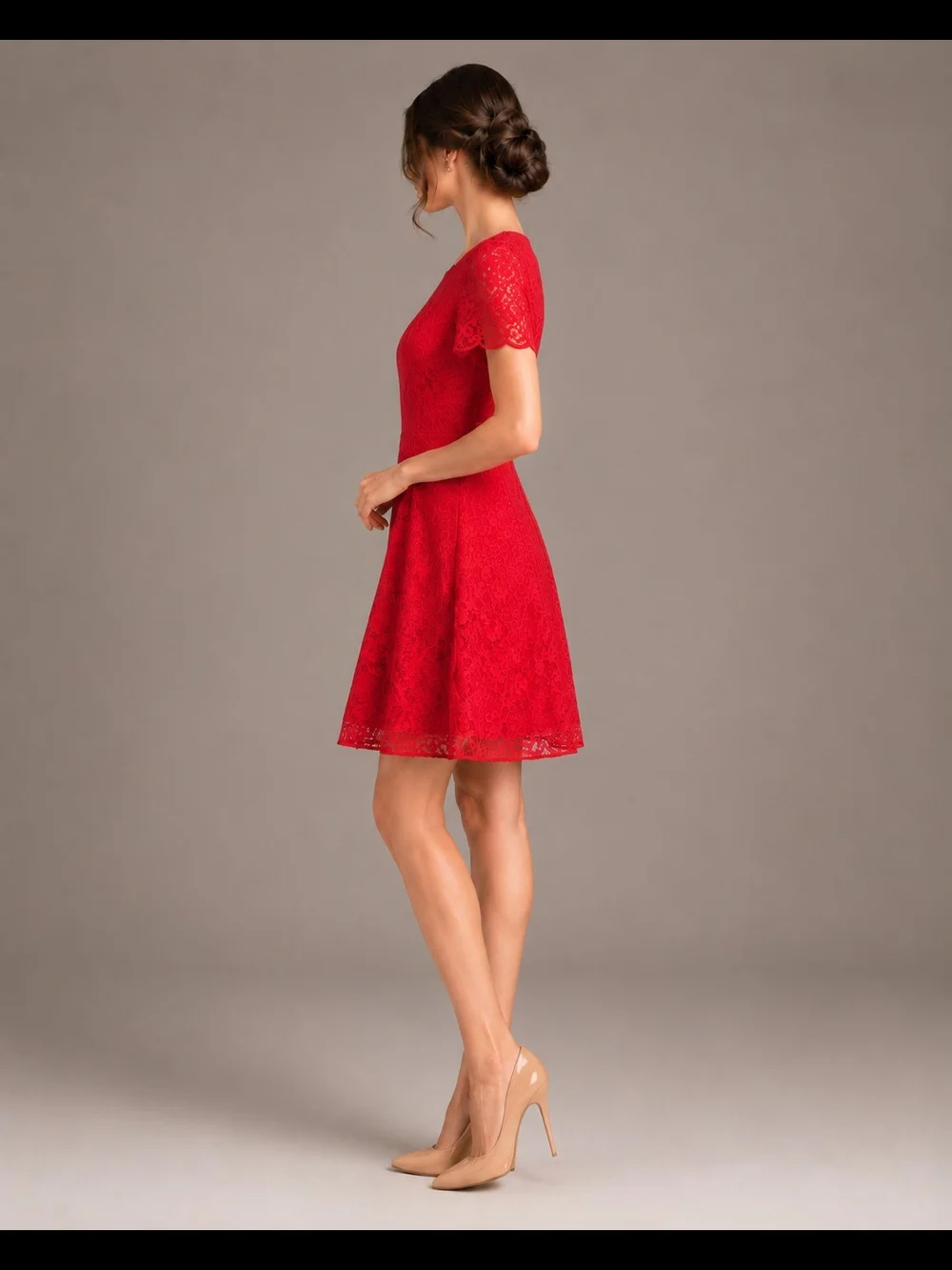 J. Crew Womens Red Lace Fit-and-Flare Mini Dress Size 6 - Picture 3 of 9